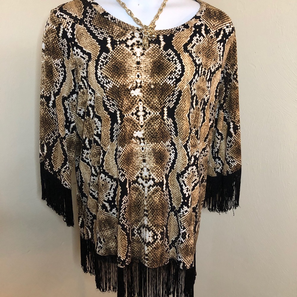 Fringe animal print shirt